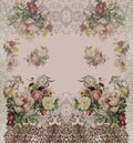 Geometric lines colors lace baroque flowers romantic Royalty Free Stock Photo