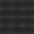 Geometric lines pattern with thin refracted stripes. Black & white texture