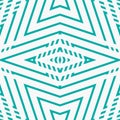 Geometric lines seamless pattern. Abstract ornament in turquoise and white color Royalty Free Stock Photo