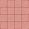 Geometric lines seamless pattern. Abstract vector texture with stripes, squares. Muted red and beige color Royalty Free Stock Photo
