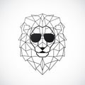 Geometric lion wearing red sunglasses. Royalty Free Stock Photo