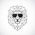 Geometric lion wearing red sunglasses.