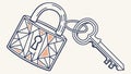 Geometric Lock & Key: Security and Access Solution, vector design Generative AI Royalty Free Stock Photo