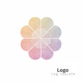 A geometric logo features eight petal-like segments arranged in a circular pattern. Royalty Free Stock Photo