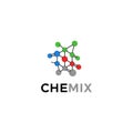 Molecule the text CHEMIX is displayed with CHE in black and MIX Royalty Free Stock Photo