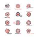 Geometric logo vector set with circular mosaic mandala islamic patterns Royalty Free Stock Photo