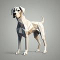 Geometric Low Poly Dog Model On Grey Background