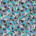 Geometric low poly graphic repeat pattern in blues, greens and greys.