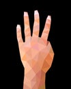 Geometric Low Poly Hand Sign, Number Four Hand Gesture Symbol - Vector Royalty Free Stock Photo