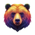 Geometric low-poly illustration of a bear\'s head comprised of various colorful Royalty Free Stock Photo
