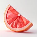 Geometric Low Poly Render of Grapefruit Slice on White Background Royalty Free Stock Photo