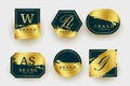 Geometric luxury golden logos or wedding monograms collection
