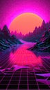 geometric magenta black game retro landscape sun mountain 80s retro-futurism seapunk cyberpunk background