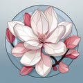 Geometric Magnolia Flower In Stained Glass Vase Vector Illustration Royalty Free Stock Photo