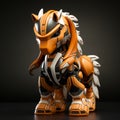 Geometric Manticore Mecha Toy With Horns - Orange And Black Robot