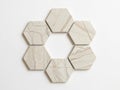 Geometric marble hexagons arranged in circular pattern isolated on white background Royalty Free Stock Photo