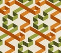 Geometric maze color 3d seamless pattern