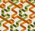 Geometric maze color 3d seamless pattern