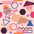 Geometric Memphis Lines Dots Background Seamless Pattern Wallpaper Royalty Free Stock Photo