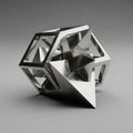 Geometric metal sculpture featuring intersecting shapes made of polished, reflective Royalty Free Stock Photo