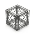 Geometric Metal Truss Cube Structure on White Background image photo Royalty Free Stock Photo
