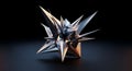Geometric, metallic object with sharp, angular spikes protruding in various Royalty Free Stock Photo