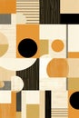 Geometric mid century modern shaped neutral patterns generative AI Royalty Free Stock Photo