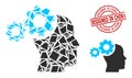 Geometric Mind Gears Icon Mosaic and Textured Designed in China Stamp Seal