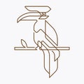 Geometric minimal line style hornbill logo