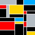 Geometric Minimal Mondrian Style Color Composition