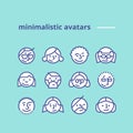 Geometric minimalist avatars icons for web site, social network Royalty Free Stock Photo