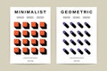 Geometric minimalist poster set. Modern bauhaus backgrounds swiss style. Vector art prints