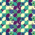 Geometric minimalistic pattern seamless with rings small circles squares beige green blue crimson vector image Royalty Free Stock Photo