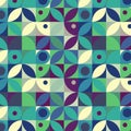 Geometric minimalistic pattern seamless with small circles squares beige green blue burgundy vector image Royalty Free Stock Photo