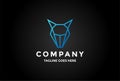 Geometric Modern Gem Stone Diamond Fox Dog Wolf Head Line Outline Logo Design Vector Royalty Free Stock Photo