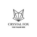 Geometric Modern Gem Stone Diamond Fox Dog Wolf Head Line Outline Logo Design Royalty Free Stock Photo