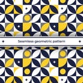 Geometric modern pattern seamless with abstract colors circles diamonds yellow blue white vector image Royalty Free Stock Photo