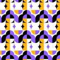Geometric modern pattern seamless with abstract image of strong woman yellow black purple white vector image