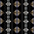 Geometric modern seamless pattern. Black vector geometry abstract background wallpaper with gold white silver vertical zigzag Royalty Free Stock Photo