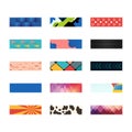 Geometric modern tape washi sticker strips for text decoration. Set of colorful patterned washi tape. Vector illustration Royalty Free Stock Photo