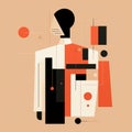 Geometric Modernism: Abstract Man Illustration On Beige Background