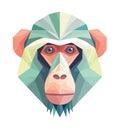 Geometric Monkey Head icon isolated