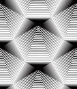 Geometric monochrome stripy seamless pattern, black and white vector abstract background. Graphic symmetric backdrop. Royalty Free Stock Photo
