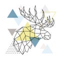 Geometric Moose silhouette on triangle background.