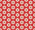 Geometric mosaic background Red and gold kaleidoscope. Oriental ornament. Christmas seamless lace pattern. Easy to use