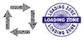 Grunge Loading Zone Badge and Geometric Circulation Arrows Mosaic