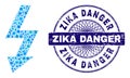 Scratched Zika Danger Stamp Seal and Geometric High Voltage Mosaic
