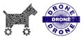 Rubber Drone Badge and Geometric Robotic Dog Mosaic