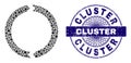 Textured Cluster Stamp Seal and Geometric Rotation Mosaic