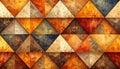 Geometric Mosaic of Textured Triangles in Warm Earth Tones Royalty Free Stock Photo